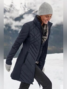 Bernardo Packable Winter Long Puffer Coat Full Zip Insulated Down Jacket